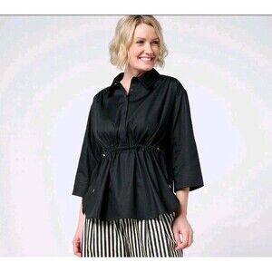 Carla Rockmore Top Women Small Black Cinched